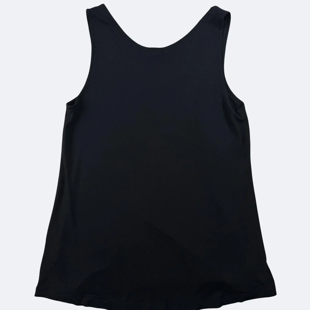 Eileen Fisher Tank Top Womens S Black Scoop Neck Rayon Lycra Stretch Made USA